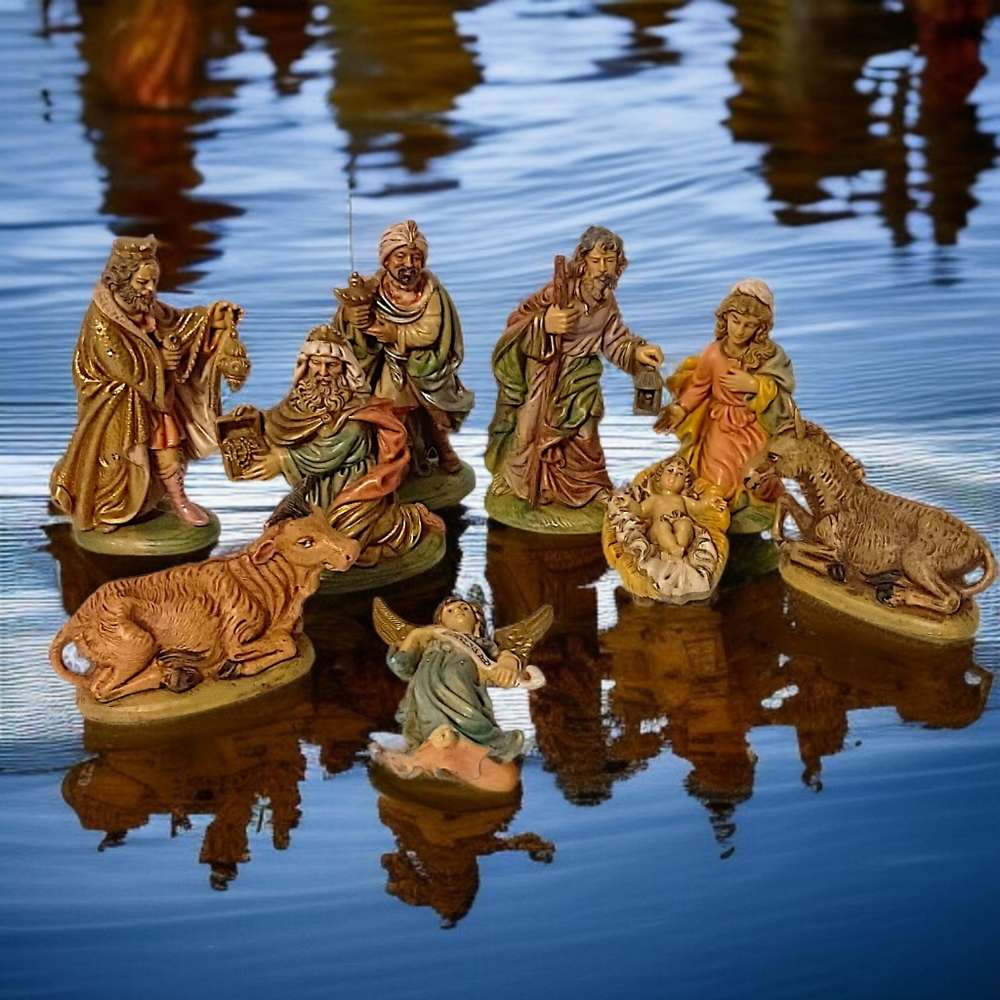 9 Vtg Nativity Set Italy Figures Holy Family Mary Jesus Joseph Wisemen Composite - Picture 13 of 16